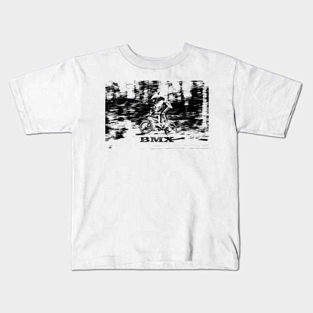 bmx racing Kids T-Shirt by rickylabellevie